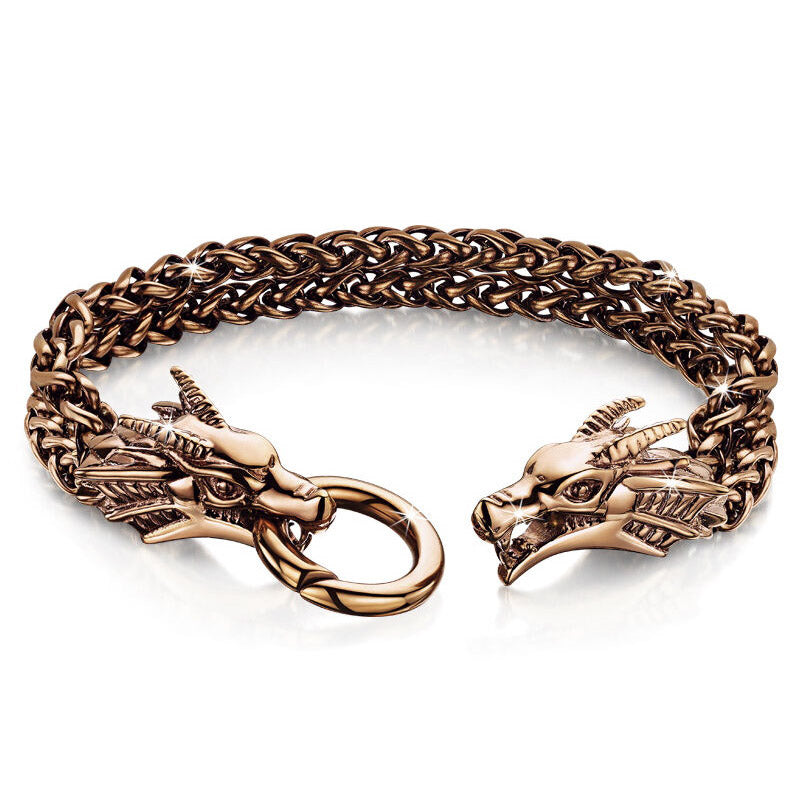 Drakenarmband van staal en koper voor heren